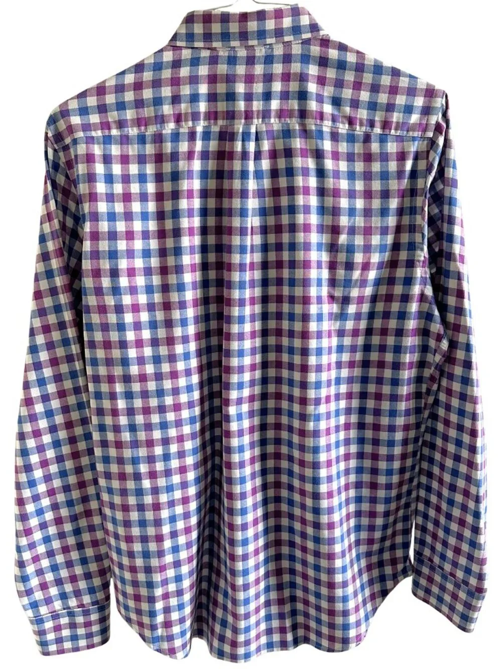 Banana Republic Mens Gingham Plaid Long Sleeve Button Down Shirt Purple